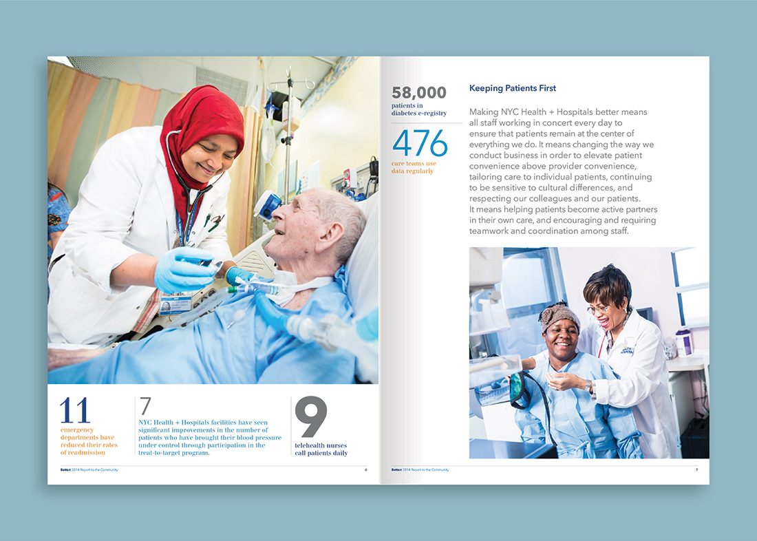 NYC Health and Hospitals Annual report spread: Keeping atients First
