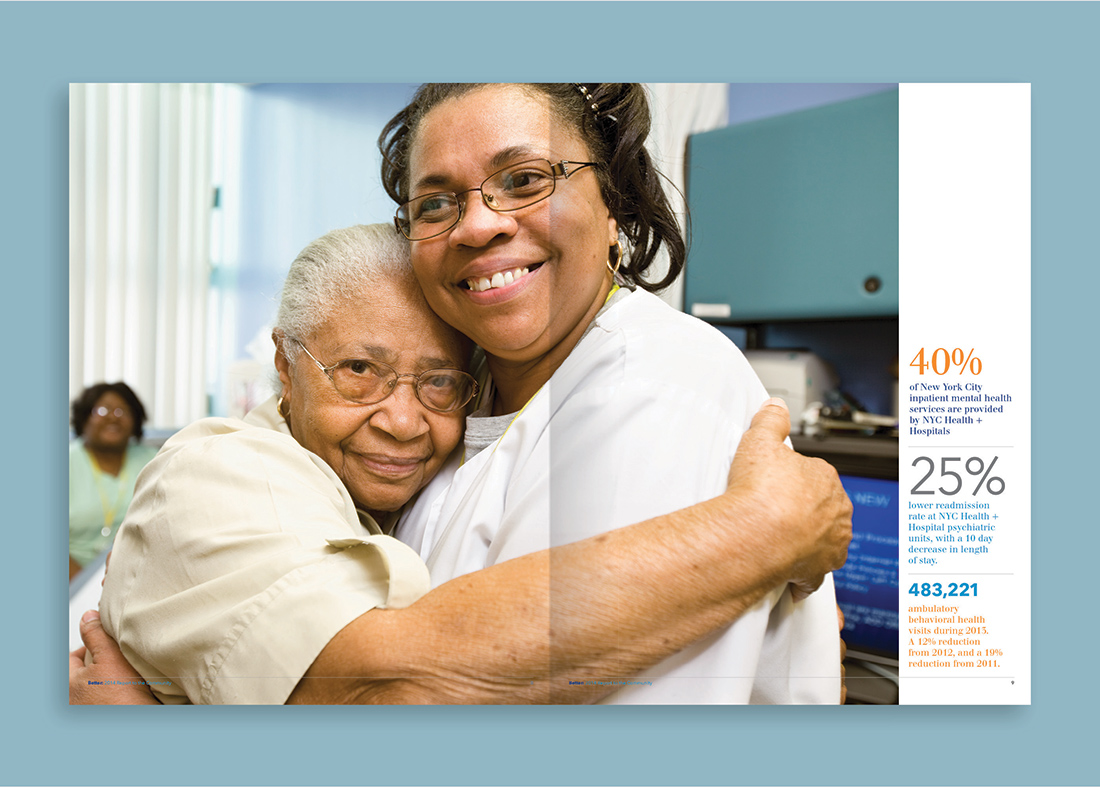 NYC Health and Hospitals Annual report spread: hug