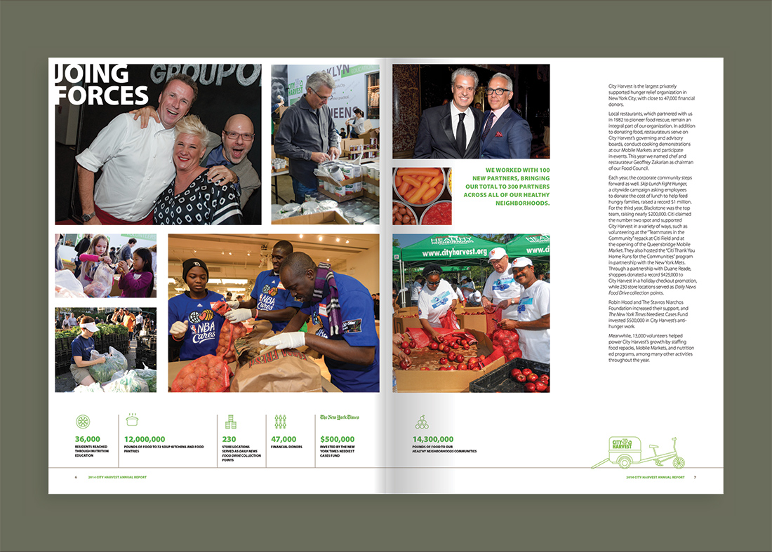 City Harvest Annual Report spread: Joining Forces