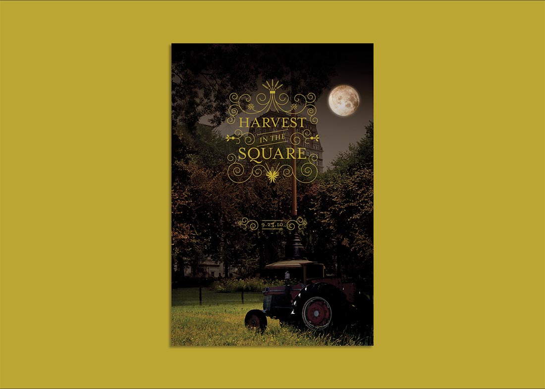 Harvest in the Square tractor poster